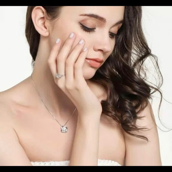 🍀New Stamped S925 Round Cubic Zirconia chain, Earrings & Ring(adjustable) - Picture 7 of 10